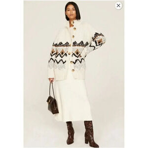 Vanessa Bruno Wool Blend Cardigan Womens Large Fair Isle